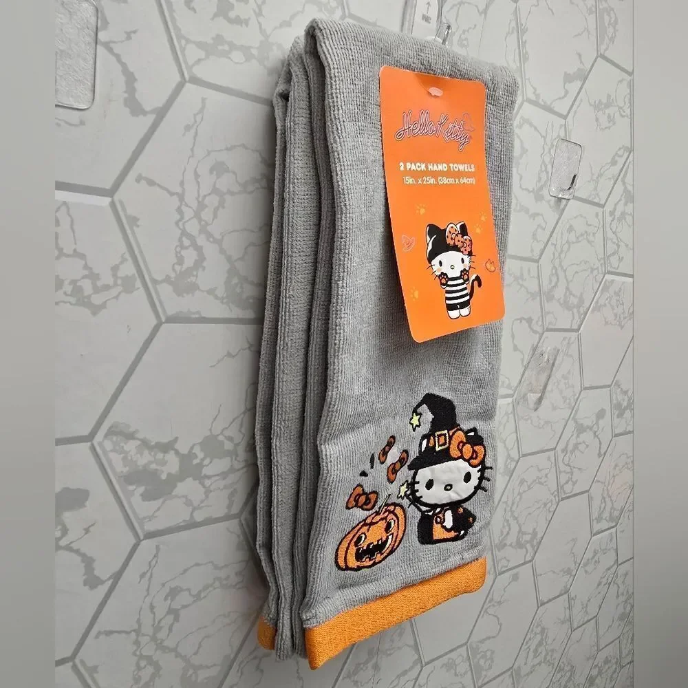Nwt Hello Kitty Halloween Hand Towels Set. 2pc, 15 x 25